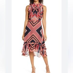 Julia Jordan mod stripe midi ruffle dress